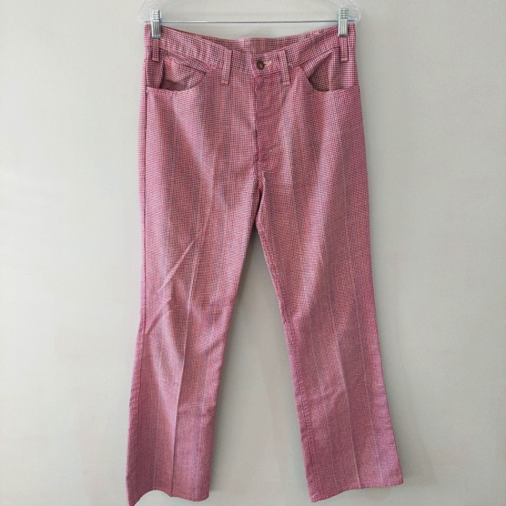 Levi's STA-Prest Vintage Pants 34x32 houndstooth red white blue pockets boot cut